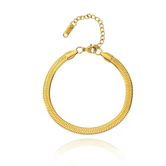 Stainless Steel Smooth Gold Bracelet Snake Chain Men and Women 7”+2” - Picture 4 of 4